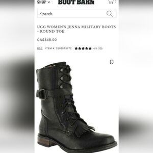 UGG Black Leather Shearling Boots